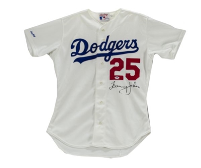 Tommy John 1990 Los Angeles Dodgers Game Worn and Signed Home Jersey 